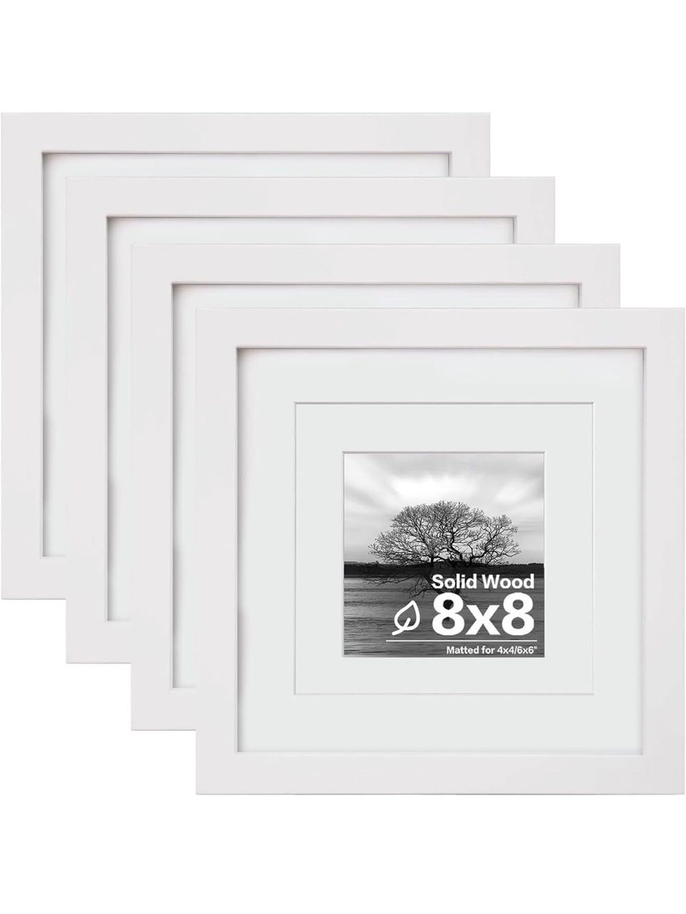 Egofine 8x8 Picture Frames 4 PCS,Solid Wood 646/G-2:v